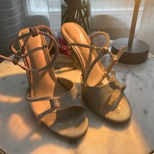 Silver Shiny Strapped Heels